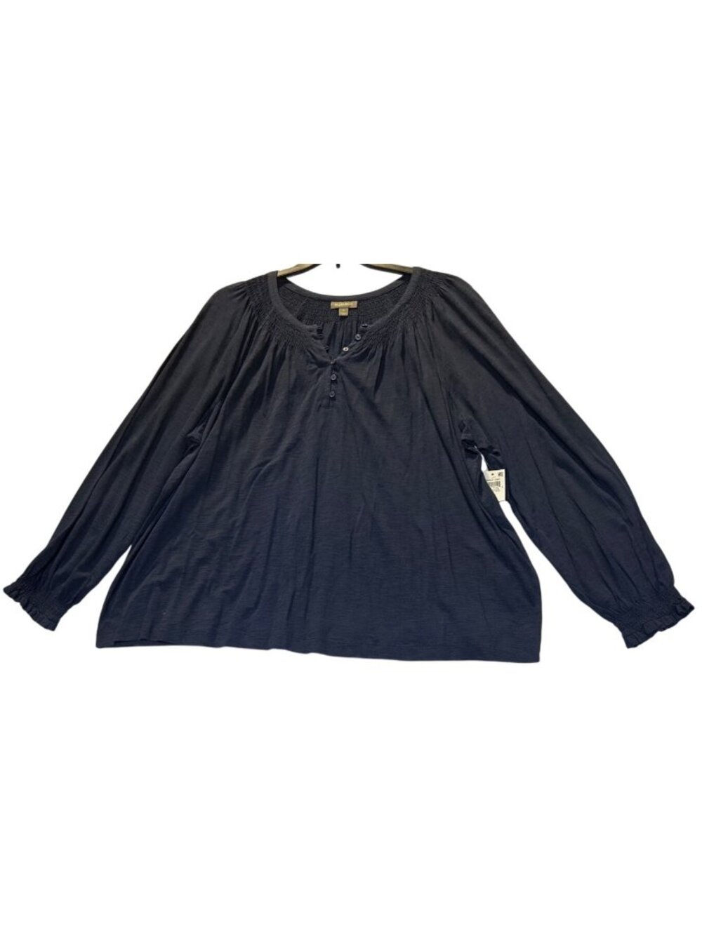 Style & Co Womens 3X Smock Knit Top Industrial Blue Long Sleeve Lightweight Casu